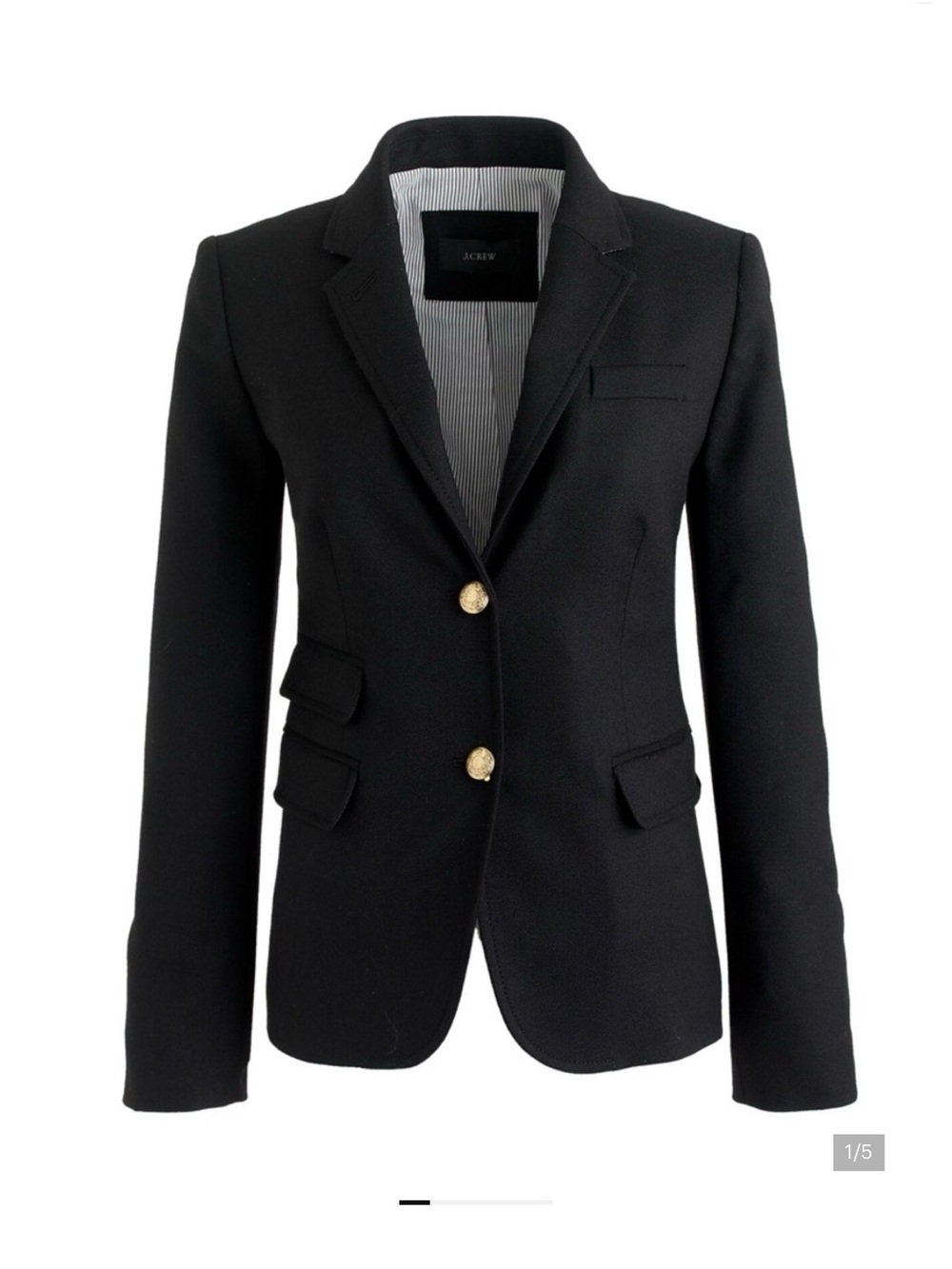 J. Crew Schoolboy Blazer Wool Black Gold Crested Buttons 6 - Picture 2 of 9